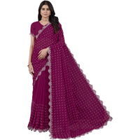 Glory Sarees Women's Georgette Swarovski Saree With Blouse Piece (SwarovskiSarees_Pink)