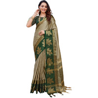 Satrani Women's Cotton Silk Jacquard Saree with Unstitched Blouse Piece (3658S6037N_Beige4)