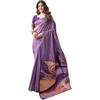 SWARON Women's Banarasi Jacquard Kanjivaram Silk Saree with Unstitched Blouse Piece (3697S125NW_Mauve2)