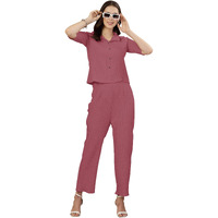 I ENTERPRISE Women Kurta Set for Women || Co-Ords Set || Kurta Pant Set || Coordinate Set || Summer Suit || Shirt and Plazzo Co-Ords for Summer_Color Peach1 Size :-S
