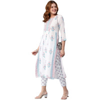 GoSriKi Women's Cotton Blend Printed Straight Kurta with Pant (Pupet White-Nw1-GS_XXL_White_XX-Large)