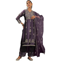SheWill Women Embroidered Sequence Lavender Kurta with Plazzo and Dupatta (PHSKS732_AT25_3XL)