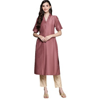 ZIYAA Women's Brown Chinon Straight Kurta and Pant Set(ZIKUCH3867ANDPA-XXL)