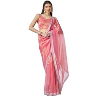 ORHANS Women's Tissue Embroidered Work Saree With Tissue Matching Unstitched Blouse Piece