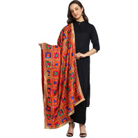 Weavers Villa Women's Polyester Heavy Phulkari Embroided Dupatta, Chunni (Design-7), 2.25 Mtrs
