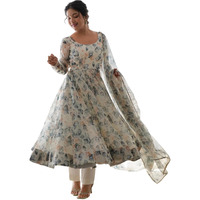 Fashion Basket Women's Georgette Anarkali Kurta Set with Duptta for Women (in, Alpha, XL, Regular, White-2)