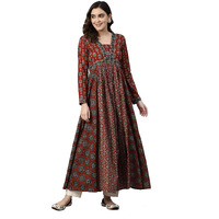 Vbuyz Women's Cotton Floral Print Anarkali Stitched Kurta (VF-KU-2041-42_Maroon_XL)