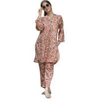 FABNEX kurta set for women | Women Kurta | Women Kurta Sets Kurtis | Women Kurta Pant Set | Women Kurta Pant Set Women Kurti Set with Pant (K-30-34) (XL, Peach)