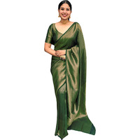 Anjaneya Sarees Woven Banarasi Silk Kanjivaram Sarees With Blouse (Green)