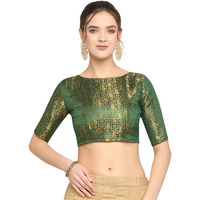 OOMPH! Women's Art Silk Floral Half Sleeve Blouse (rbbl21xxl_Green_2XL)