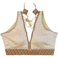 Nigel Designer Women's Net Solid Sleeveless Regular Blouse (Rambow Seq. Cream 38)