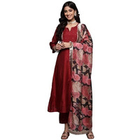 VARANGA embroidered chanderi kurta paired with embroidered trousers and digital printed dupatta