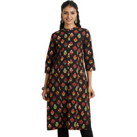 Amazon Brand - Myx Women's Cotton Printed Regular Kurti (PAG 102_Shahi BAGAAN (Black) _l)