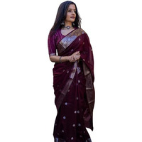 Flosive Women's Kanjivaram Pure Zari Woven Soft Silk Saree With Blouse Piece Multicolor (MAROON M)