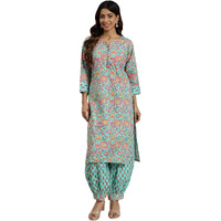 Shiv Textiles Cotton Printed Kurta Set For Women.(KP-212-Blue-2XL)