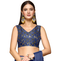 OOMPH! Readymade Blouse for Women, Brocade, Sleeveless, V-Neck, rbbl652