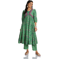 Amazon Brand - Myx Women's Rayon Salwar Suit (MYX-AW23-SKD-04_Leaf Green_L)