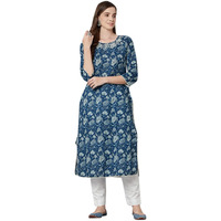 Divena Blue Floral Straight Kurta