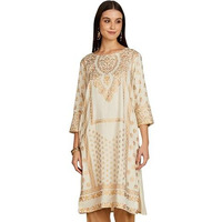 Amazon Brand - Myx Women's Rayon Regular Kurta (MYX-AW23-KU-08_Off White_M)