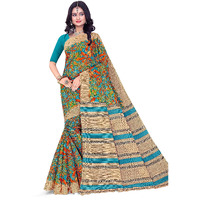 TAMAIRA FASHION Women's Autumn Leaf Print Pure Cotton Saree Without Blouse Piece(11184_Seagreen)