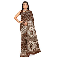 Tamaira Fashion Women's Plain Cotton Saree (2480_Brown
