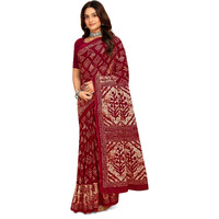 Tamaira Fashion Women's Plain Cotton Saree (2480_Brown&Maroon