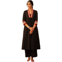 ANNI DESIGNER Women's Rayon Blend Floral Regular Kurta with Pant (Karidos Orange_Black