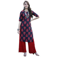 7Threads Kurti for Women|Kurti|Kurta|Kurta for Women|Crepe Kurti|Printed Kurta|Crepe Straight Kurti Kurti_AS_530345_XXL Red