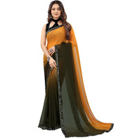 Regolith Designer Sarees for women Multi-Colored georgette sadi for women unstitched blouse pieces (Orange)