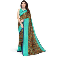 Yashika Womens Georgette Printed Saree With Blouse Piece(NAMRATA GREEN_N_Free Size)