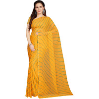 RANI SAAHIBA Women's Chiffon Saree without Blouse Piece (Gold-Green)