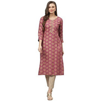 Stylum Women's Rayon Straight Kurta (Wine, 3XL)
