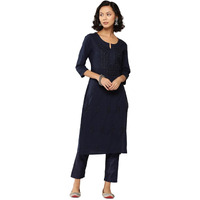 YUFTA Women Blue Floral Straight Kurta_(1285KURBL_S)