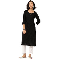 YUFTA Women Black Floral Straight Kurta_(1285KURBK_S)