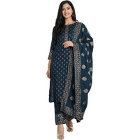Alvami Women Printed Straight Kurta and Pant Set with Dupatta (XXL)