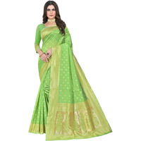 C J Enterprise Women's Pure Kanjivaram Silk Saree Soft Banarasi Design Wear Kanchipuram Pattu Sarees Latest Party Cotton Sari collections With Blouse Piece for Wedding sadi 2024 (Pari159 Parot Green)