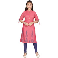 Aarika Girl's Cotton Regular Tunic Shirt (KURTI-K-42_Red_40)