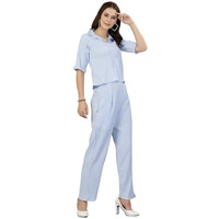 I ENTERPRISE Women Kurta Set for Women || Co-Ords Set || Kurta Pant Set || Coordinate Set || Summer Suit || Shirt and Plazzo Co-Ords for Summer_Color Blue2 Size :-L