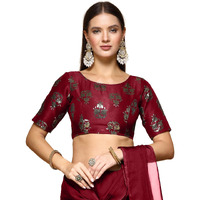 OOMPH! Readymade Blouse for Women, Brocade, Boat Neck, rbbl643