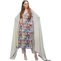 ANNI DESIGNER Women's Rayon Blend Printed Straight Kurta with Pant & Dupatta (Habibi Grey-NB_XL_Grey_X-Large)