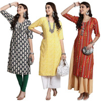 7Threads Kurti for Women || Printed Short Round Kurta for Women || Fancy Kurti || Formal Office Wear Kurtis for Women || Stitched Kurti (AMZ-450-433-441-L)