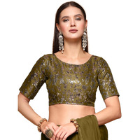 OOMPH! Readymade Blouse for Women, Brocade, Boat Neck, rbbl526