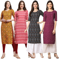 Pinkmint Women's Crepe Digital Print Straight Kurta [Pack of 4] (BD-333-328-373-355-XXL)