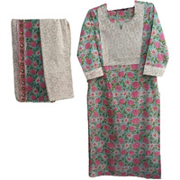 GoSriKi Women's Cotton Blend Straight Printed Kurta with Pant & Dupatta (Spring Green-Nw-GS_S_Light Green_Small)