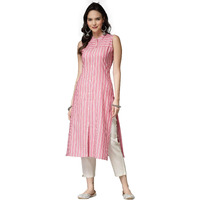 Stylum Women's Woven Striped Cotton Blend Straight Kurta (XSHERRYPINK38_Pink, M)