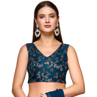 OOMPH! Readymade Blouse for Women, Brocade, Sleeveless, V-Neck, rbbl700