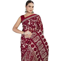 Tamaira Fashion Women's Plain Cotton Saree (11588_Maroon