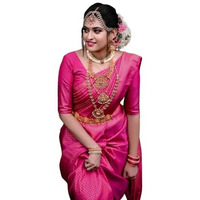 Flosive Women's Present Banarasi Soft Lichi Silk Saree Beautiful Jacquard Rich Pallu Design Work Zari Woven Kanjivaram Silk Style Saree 4533 With Soft Lichi Silk Blouse Piece (Pink)