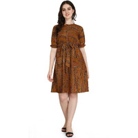 DHRUVI TRENDZ Womens Rayon Western Dresses Regular Fit Regular (DT-K2503_Brown_2XL)