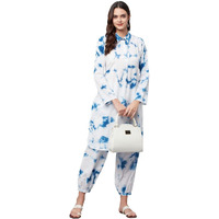 Divena Pink Cotton Shirt Style Kurta Hem Cuffed Pant Co-ord Set